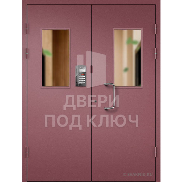 Двустворчатая подъездная дверь с домофоном ДПК-13825