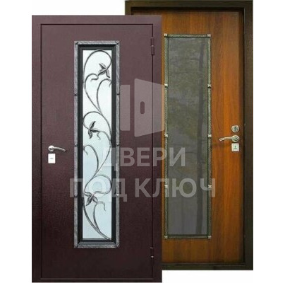 Недорогая однопольная дверь с остеклением на крыльцо ДПК-11468